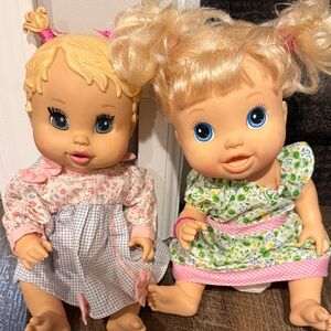 Vintage Blonde Baby Dolls with Floral Dresses